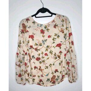 Disney LC collection long sleeve floral blouse size M
